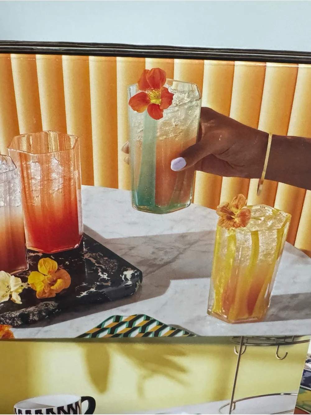 Set of Colorful Striped Glass Tumblers - Yellow, Teal, Orange-DVF for Target
